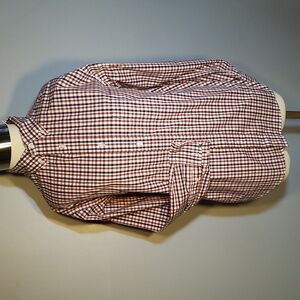 HAGGAR Shirt Long Sleeve Stretch M Brown/ Black